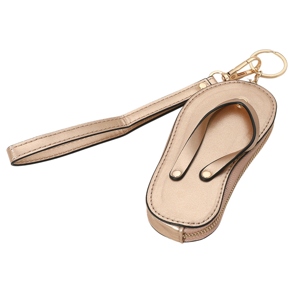 Monedero llavero con charm de piel sintética para pulsera, chanclas, mini cartera