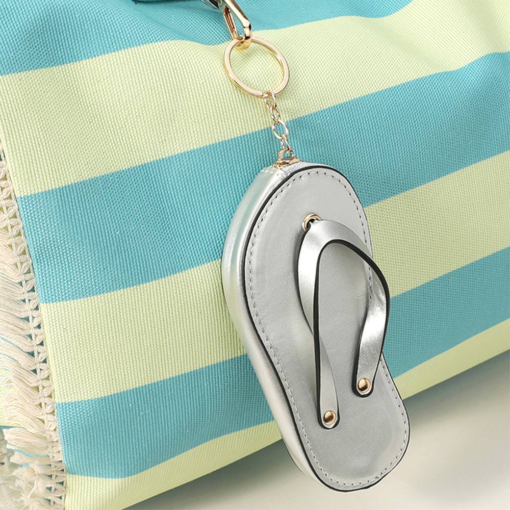 Monedero llavero con charm de piel sintética para pulsera, chanclas, mini cartera