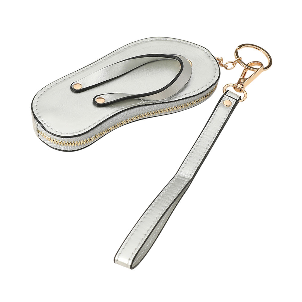 Monedero llavero con charm de piel sintética para pulsera, chanclas, mini cartera