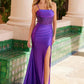 Nox Anabel K1521 Vestido tipo top satinado plisado con cordones y abertura