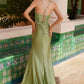 Nox Anabel K1521 Vestido tipo top satinado plisado con cordones y abertura
