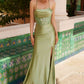 Nox Anabel K1521 Vestido tipo top satinado plisado con cordones y abertura
