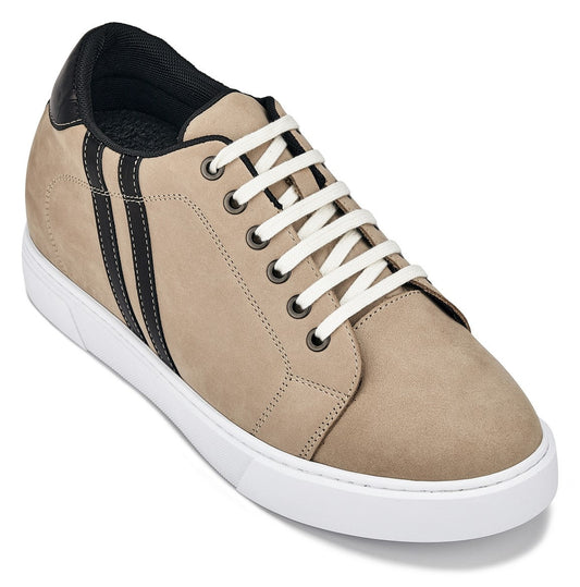 CALTO - K1552 - 2.8 Pulgadas Más Alto (Gris Topo) - Zapatillas Casuales con Cordones