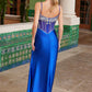 Vestido Corsé con Falda Plisada y Adornos de Piedras Plateadas Nox Anabel K1575