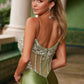 Vestido Corsé con Falda Plisada y Adornos de Piedras Plateadas Nox Anabel K1575