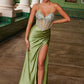 Vestido Corsé con Falda Plisada y Adornos de Piedras Plateadas Nox Anabel K1575