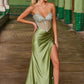 Vestido Corsé con Falda Plisada y Adornos de Piedras Plateadas Nox Anabel K1575