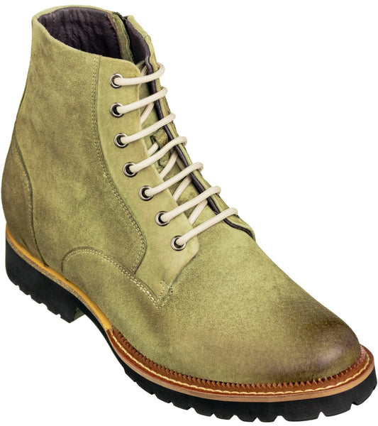 CALTO - K24402 - 3 Pulgadas Más Alto (Oliva) - Botas Casuales con Cremallera