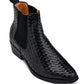 CALTO - K30521 - 3.3 Inches Taller (Black) - Woven Slip-On High-Top Chelsea Ankle Boots