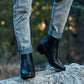 CALTO - K30521 - 3.3 Inches Taller (Black) - Woven Slip-On High-Top Chelsea Ankle Boots