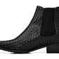 CALTO - K30521 - 3.3 Inches Taller (Black) - Woven Slip-On High-Top Chelsea Ankle Boots