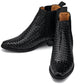 CALTO - K30521 - 3.3 Inches Taller (Black) - Woven Slip-On High-Top Chelsea Ankle Boots