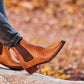 CALTO - K30522 - 3.3 Inches Taller (Brown) - Woven Chelsea High-Top Slip-On Ankle Boots
