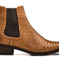 CALTO - K30522 - 3.3 Inches Taller (Brown) - Woven Chelsea High-Top Slip-On Ankle Boots