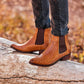 CALTO - K30522 - 3.3 Inches Taller (Brown) - Woven Chelsea High-Top Slip-On Ankle Boots
