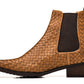 CALTO - K30522 - 3.3 Inches Taller (Brown) - Woven Chelsea High-Top Slip-On Ankle Boots
