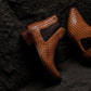 CALTO - K30522 - 3.3 Inches Taller (Brown) - Woven Chelsea High-Top Slip-On Ankle Boots