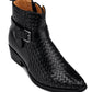 CALTO - K30523 - 3.3 Inches Taller (Black) - Woven High-Top Ankle Buckle Zipper Boots