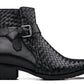 CALTO - K30523 - 3.3 Inches Taller (Black) - Woven High-Top Ankle Buckle Zipper Boots