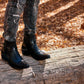 CALTO - K30523 - 3.3 Inches Taller (Black) - Woven High-Top Ankle Buckle Zipper Boots