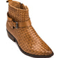 CALTO - K30524 - 3.3 Inches Taller (Light Brown) - Woven Buckle High-Top Ankle Zip-Up Boots