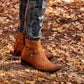 CALTO - K30524 - 3.3 Inches Taller (Light Brown) - Woven Buckle High-Top Ankle Zip-Up Boots