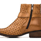 CALTO - K30524 - 3.3 Inches Taller (Light Brown) - Woven Buckle High-Top Ankle Zip-Up Boots