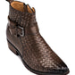 CALTO - K30525 - 3.3 Inches Taller (Coffee Brown) - Woven High-Top Buckle Zipper Ankle Boots