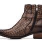 CALTO - K30525 - 3.3 Inches Taller (Coffee Brown) - Woven High-Top Buckle Zipper Ankle Boots