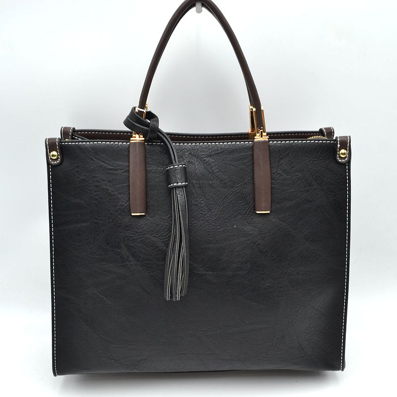 Large Shoulder Vegan Leather Tassel Handbag For Women