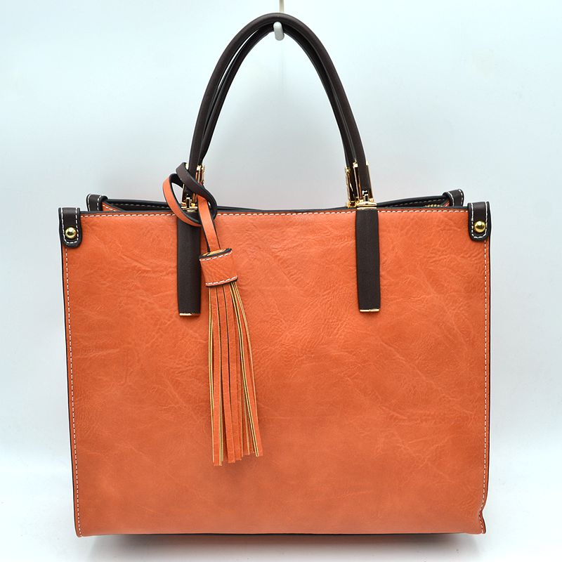 Large Shoulder Vegan Leather Tassel Handbag For Women