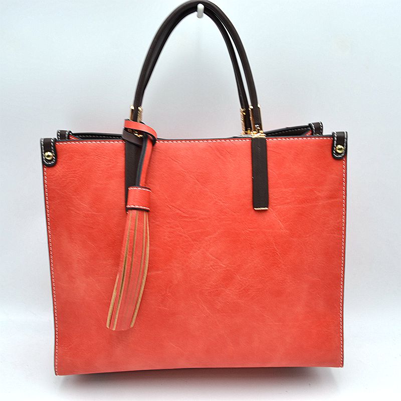 Large Shoulder Vegan Leather Tassel Handbag For Women