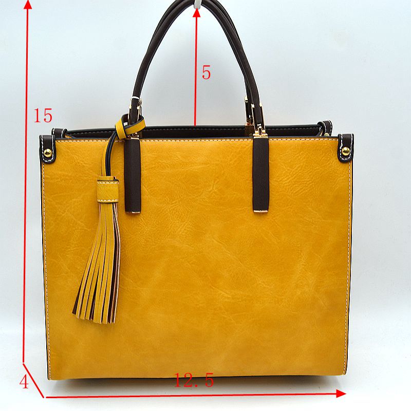Large Shoulder Vegan Leather Tassel Handbag For Women