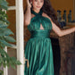 Vestido corto de noche plisado con cuello halter Nox Anabel K822