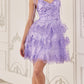 Ladivine KV1090 Glitter Printed A-Line Ruffle Short Dress