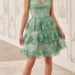 Ladivine KV1090 Glitter Printed A-Line Ruffle Short Dress