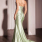 Ladivine KV1118 Dress Pleated Strapless Fitted Satin Gown