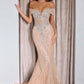 Ladivine KV1130 Mermaid Gown Off Shoulder Crystal Embellished Tulle