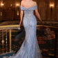 Ladivine KV1130 Mermaid Gown Off Shoulder Crystal Embellished Tulle