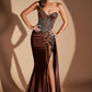 Ladivine KV1131 Strapless Satin Fitted Gown Side Sash