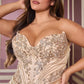 Ladivine KV1136C Strapless Sweetheart Draped Satin Fitted Plus Size Gown