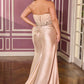 Ladivine KV1136C Strapless Sweetheart Draped Satin Fitted Plus Size Gown