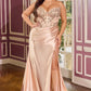 Ladivine KV1136C Strapless Sweetheart Draped Satin Fitted Plus Size Gown