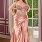 Ladivine KV1136C Strapless Sweetheart Draped Satin Fitted Plus Size Gown