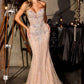 Vestido de Noche Sirena sin Tirantes Ladivine KV1139 con Escote Corazón y Corsé de Cuentas