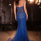 Vestido de Noche Sirena sin Tirantes Ladivine KV1139 con Escote Corazón y Corsé de Cuentas