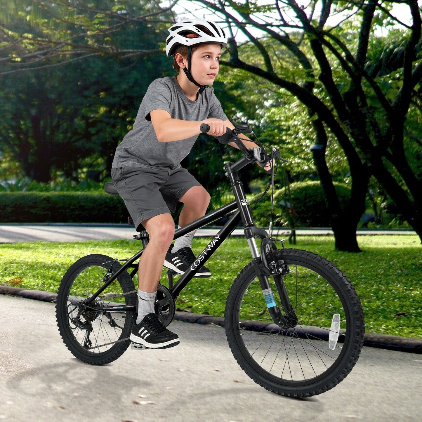 Bicicleta de montaña para niños de 20 24 pulgadas, para niños y niñas de 8 años en adelante, color negro