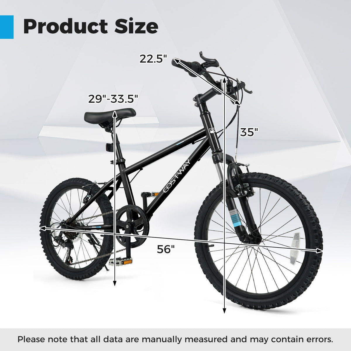 Bicicleta de montaña para niños de 20 24 pulgadas, para niños y niñas de 8 años en adelante, color negro