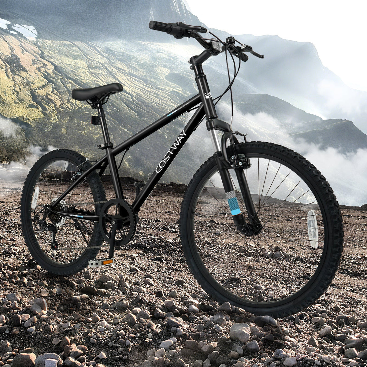 Bicicleta de montaña para niños de 20 24 pulgadas, para niños y niñas de 8 años en adelante, color negro