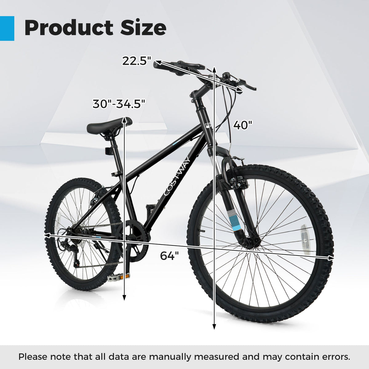 Bicicleta de montaña para niños de 20 24 pulgadas, para niños y niñas de 8 años en adelante, color negro
